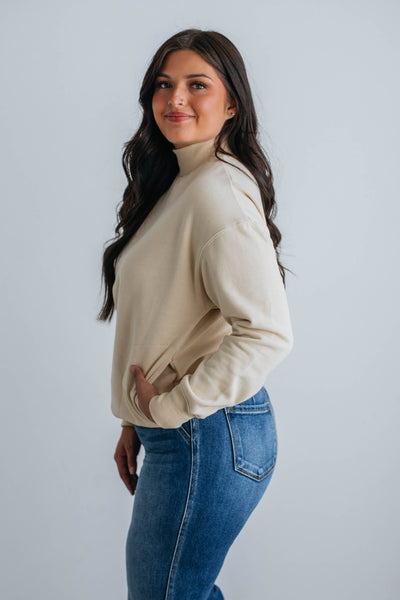 Jentri Mock Neck Sweatshirt - Natural