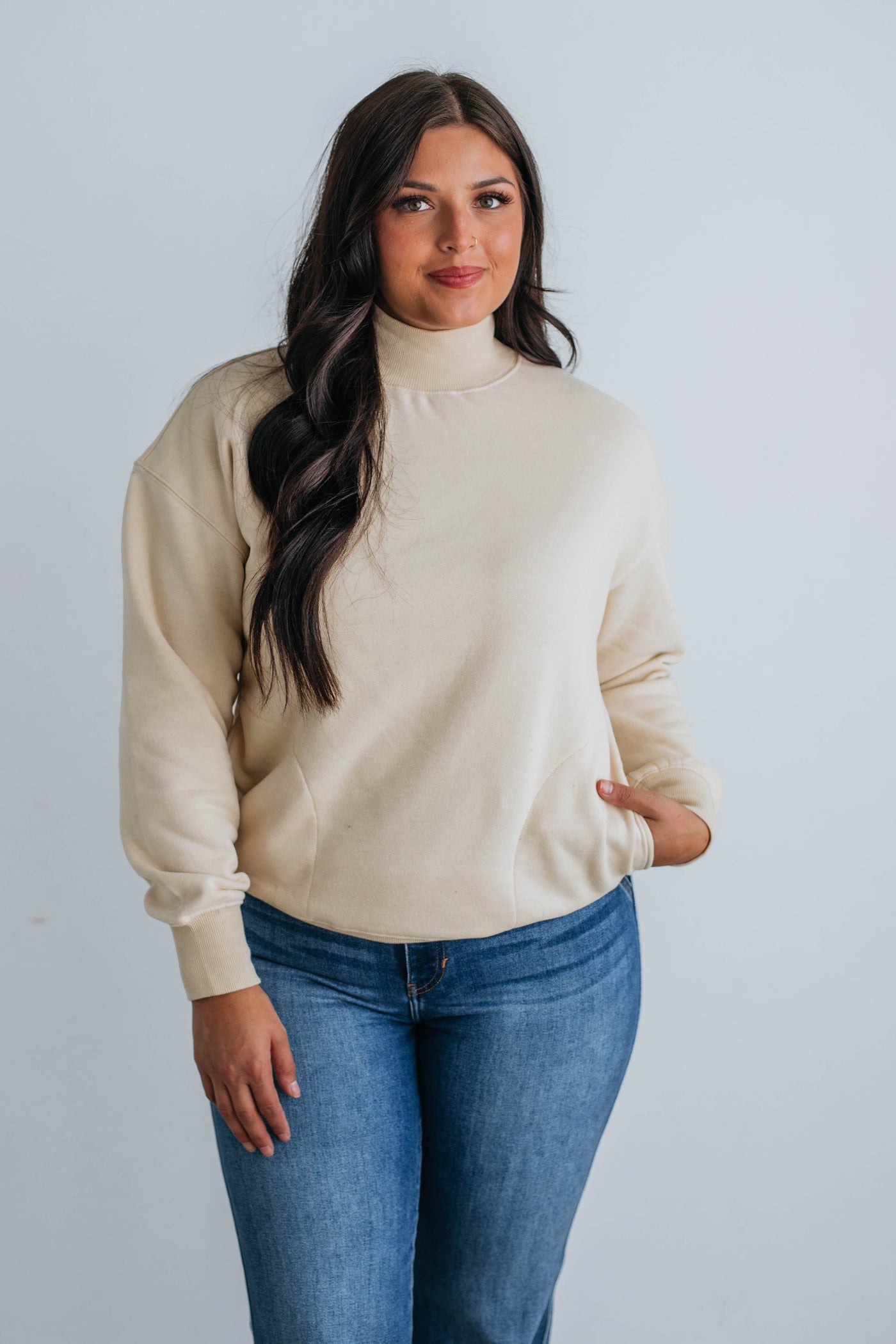 Jentri Mock Neck Sweatshirt - Natural