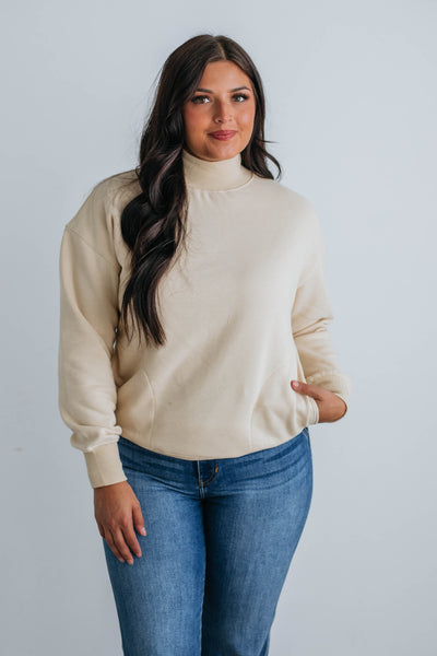 Jentri Mock Neck Sweatshirt - Natural