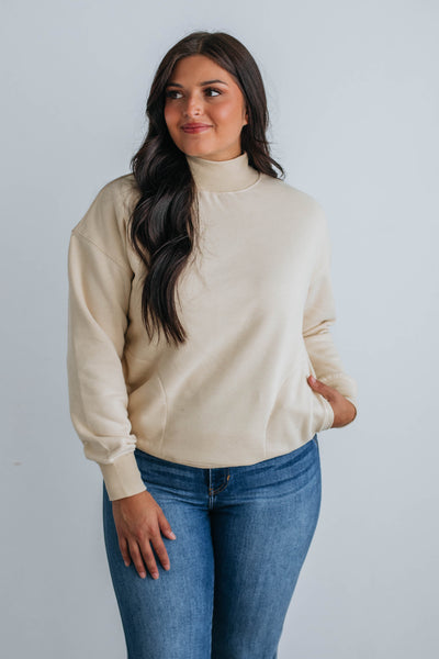 Jentri Mock Neck Sweatshirt - Natural
