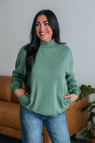 Jentri Mock Neck Sweatshirt - Sage
