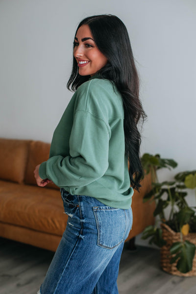 Jentri Mock Neck Sweatshirt - Sage