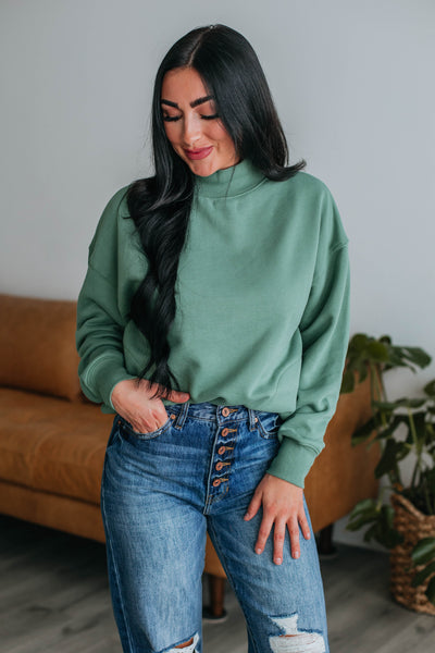 Jentri Mock Neck Sweatshirt - Sage