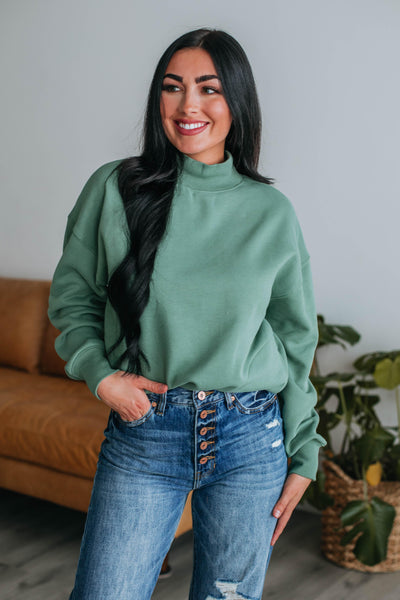 Jentri Mock Neck Sweatshirt - Sage