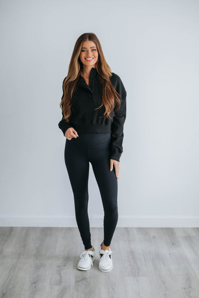 Jermaine Cropped Hoodie - Black