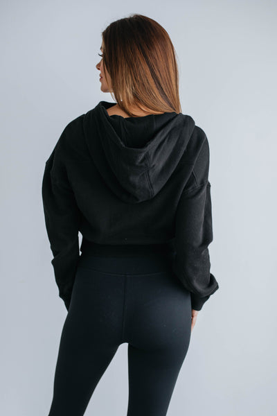 Jermaine Cropped Hoodie - Black