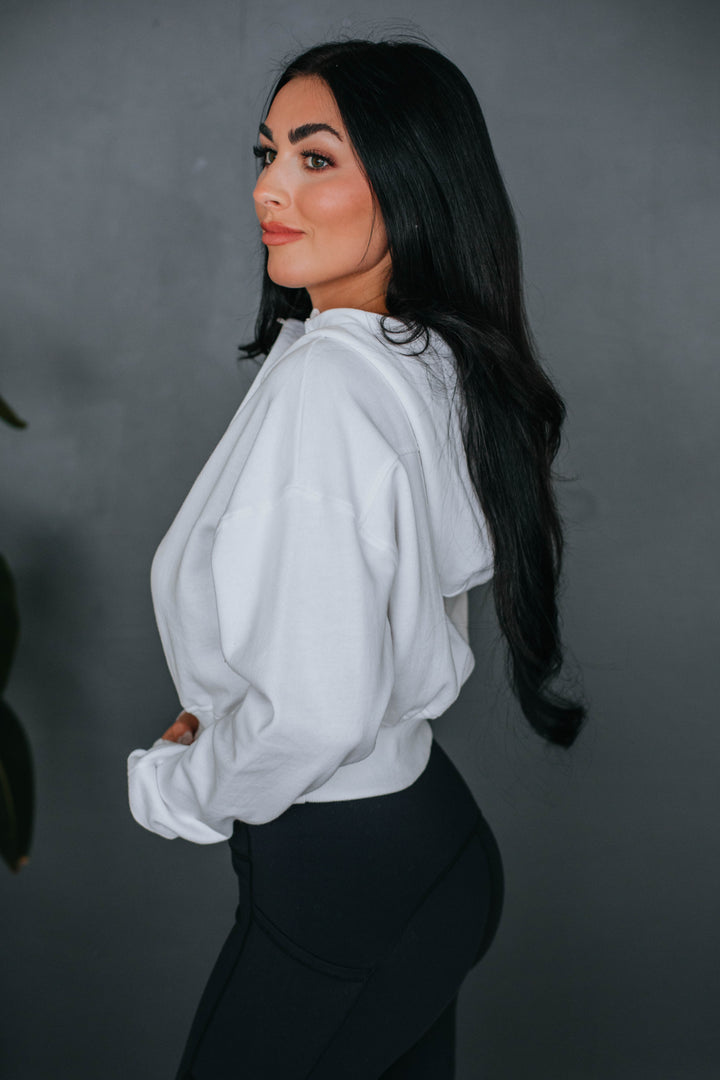 Jermaine Cropped Hoodie - Ivory