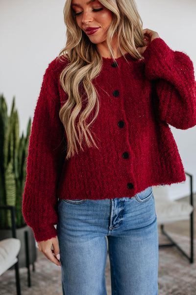 Jodie Knit Cardigan - Crimson