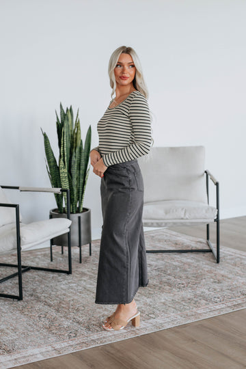 Joy Denim Skirt - Charcoal