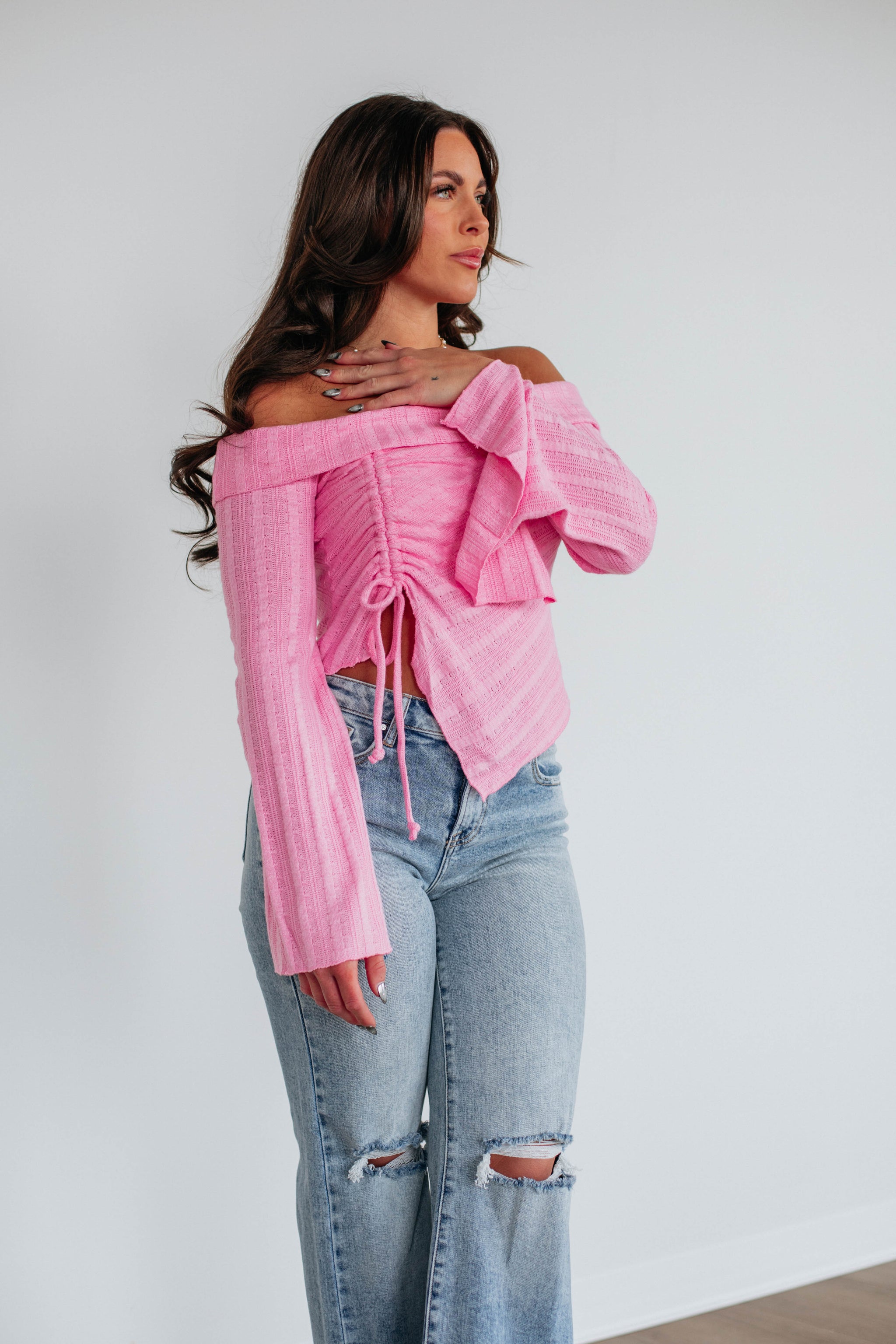 Kalinda Off The Shoulder Top - Bubblegum