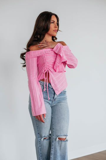 Kalinda Off The Shoulder Top - Bubblegum