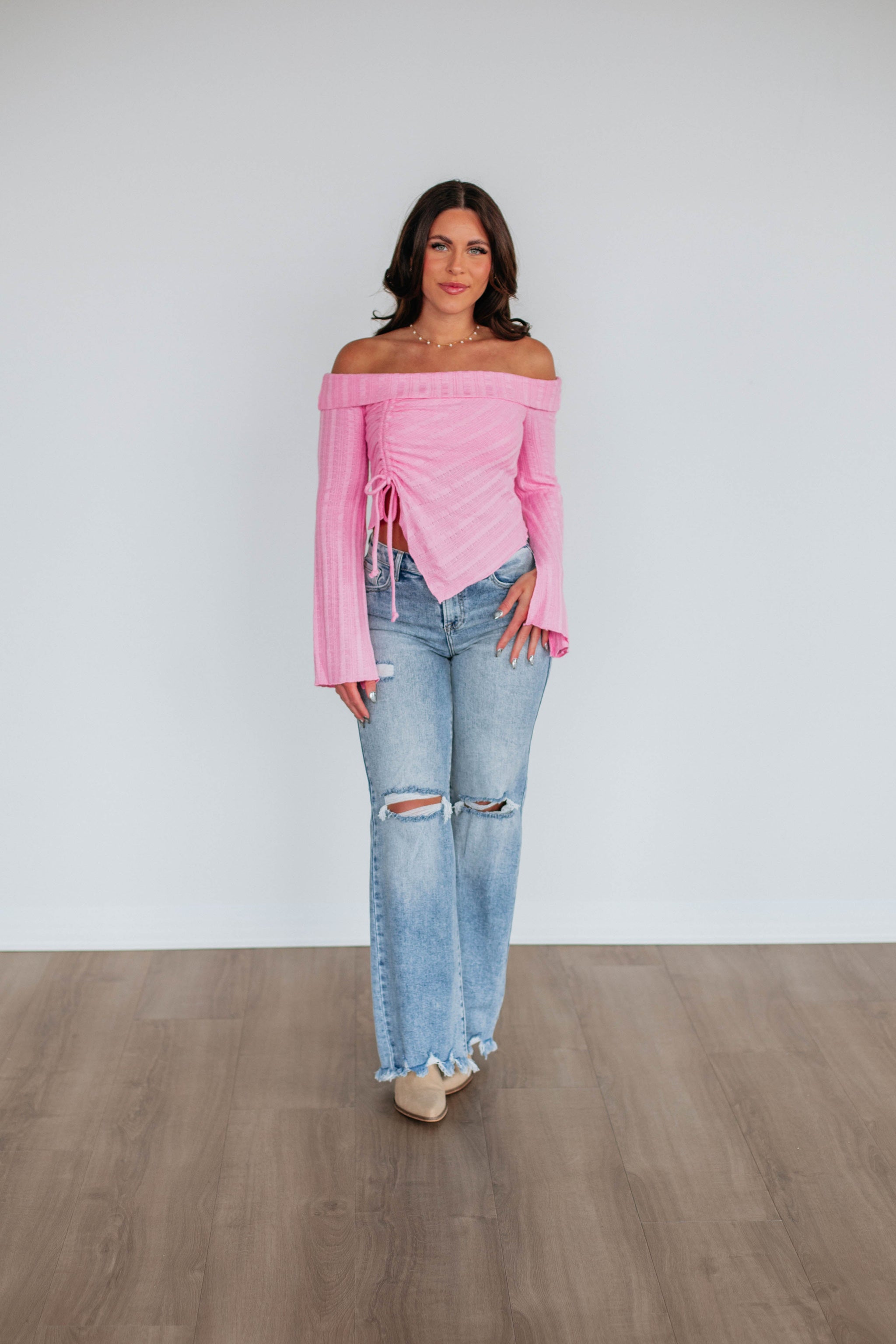 Kalinda Off The Shoulder Top - Bubblegum