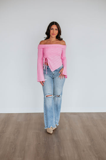 Kalinda Off The Shoulder Top - Bubblegum
