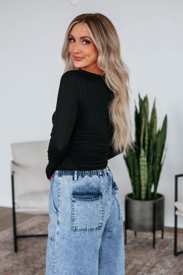 Karleigh Ruched Bodysuit - Black