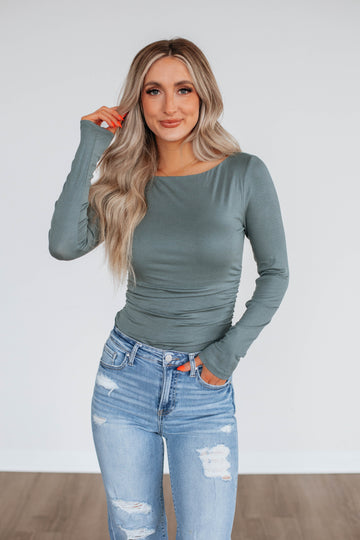 Karleigh Ruched Bodysuit - Spruce