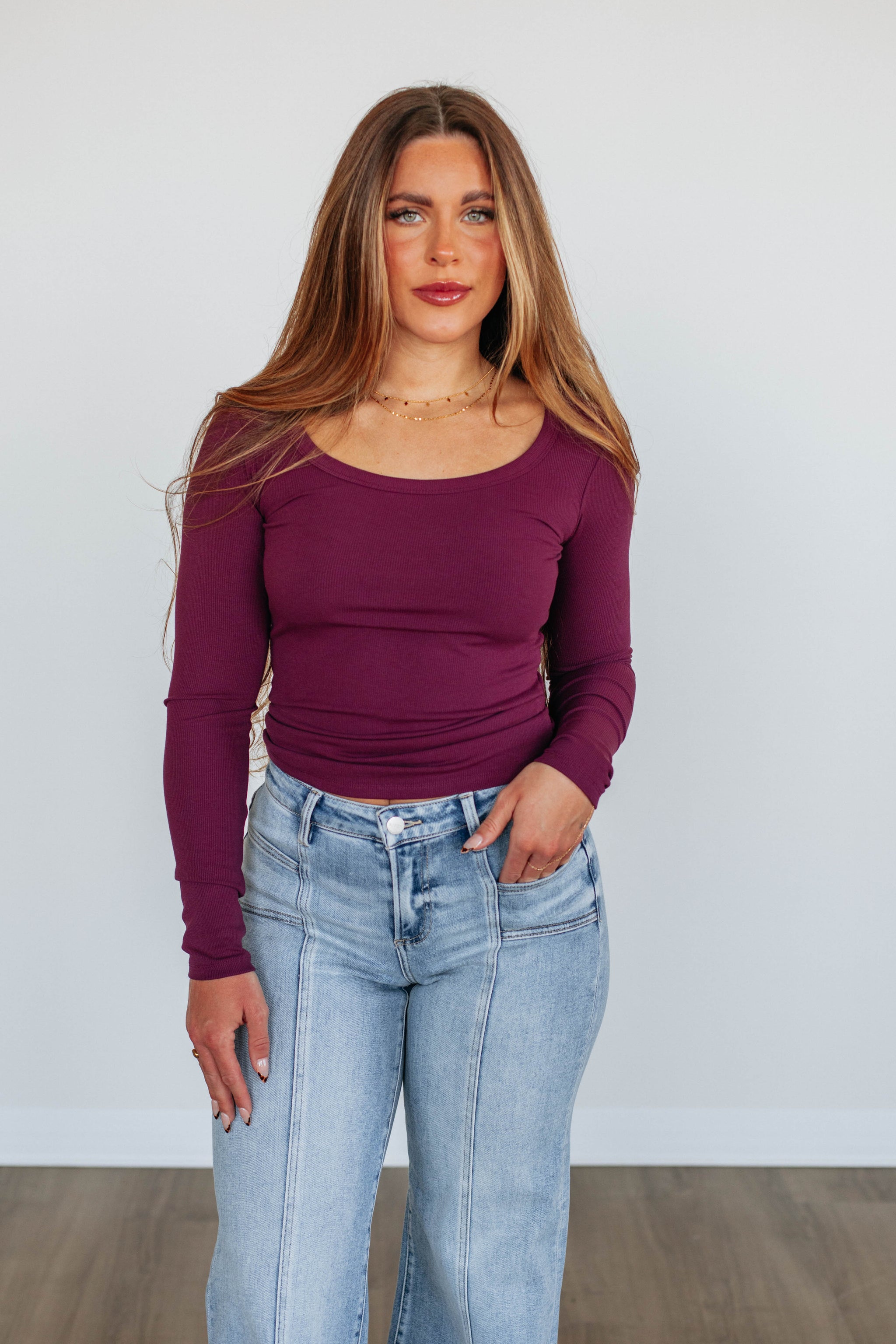 Kasen Ribbed Top - Plum