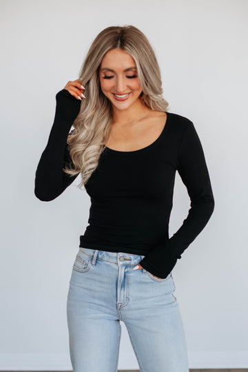 Kasen Ribbed Top - Black