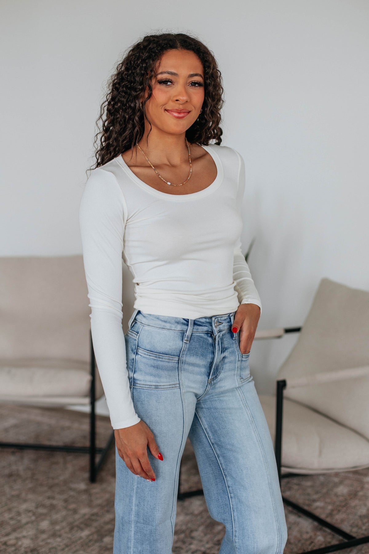 Kasen Ristow Kasen Ribbed Top - Ivory – Wild Oak Boutique