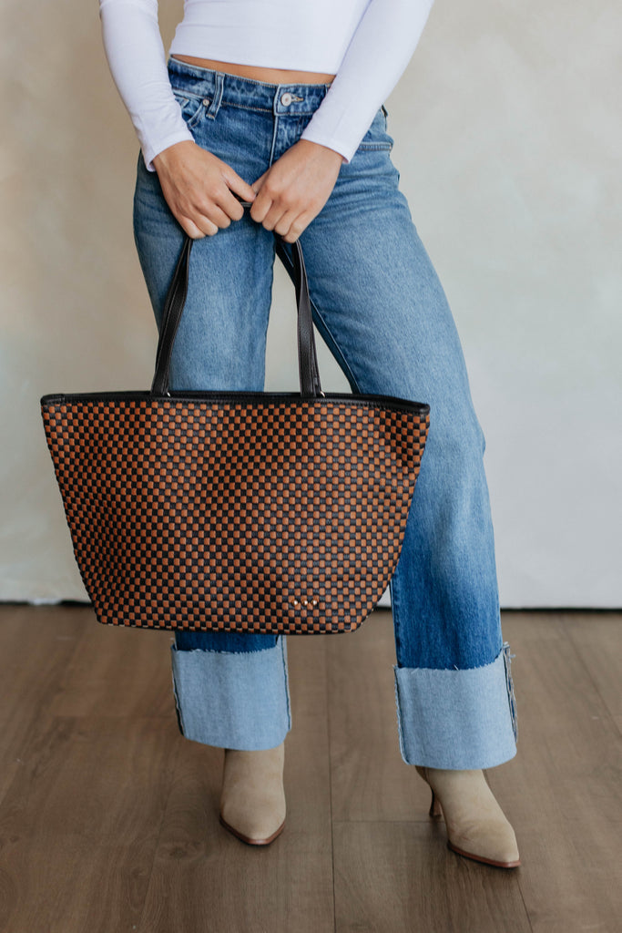 Keeley Checkered Tote Bag - Espresso