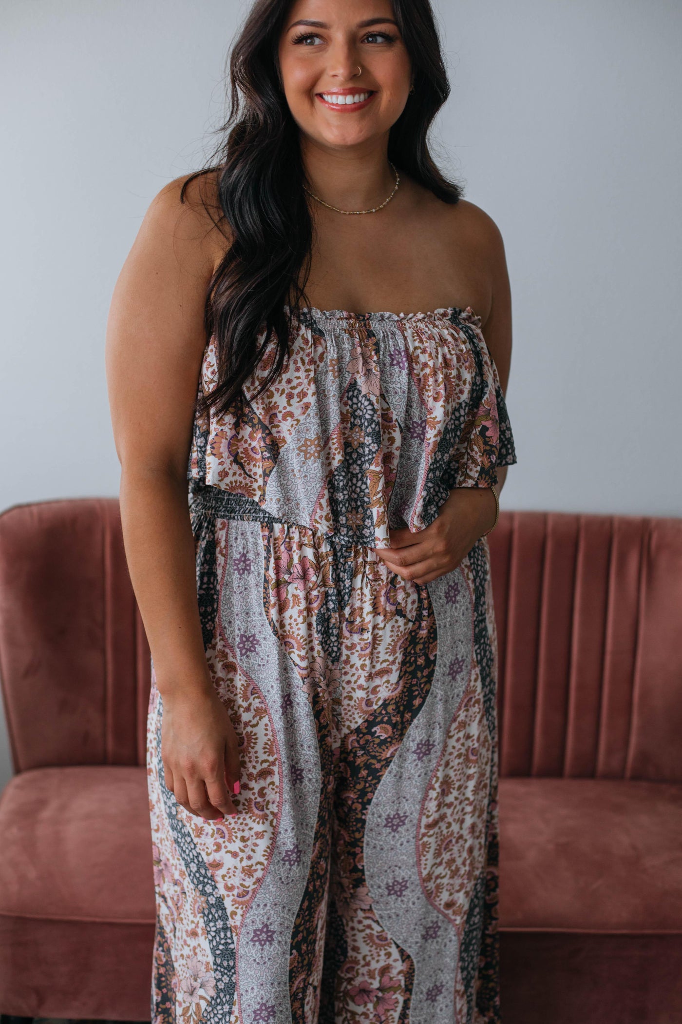 Keila Printed Jumpsuit - Dusty Pink Mix