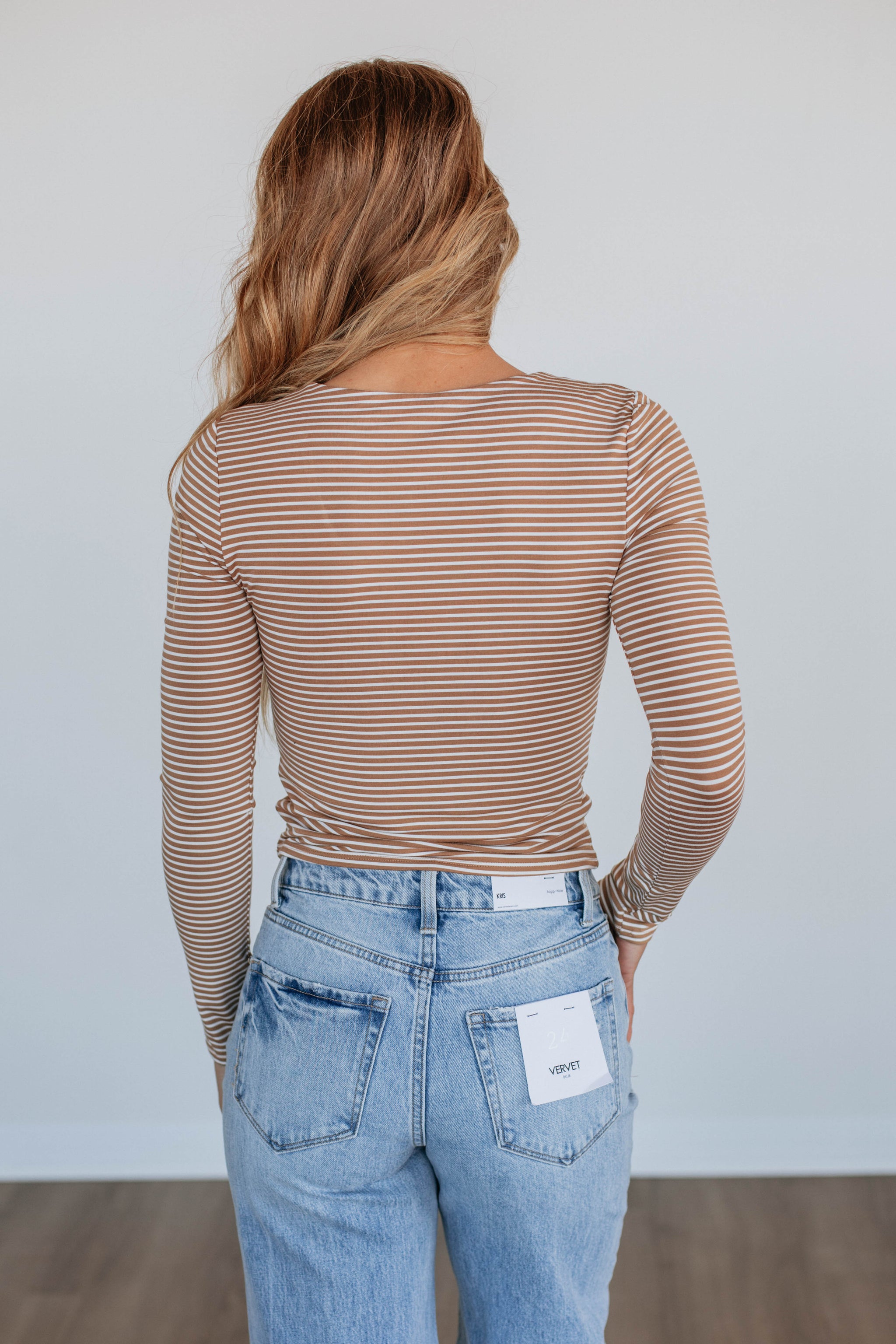 Khalia Striped Top - Mocha Mix