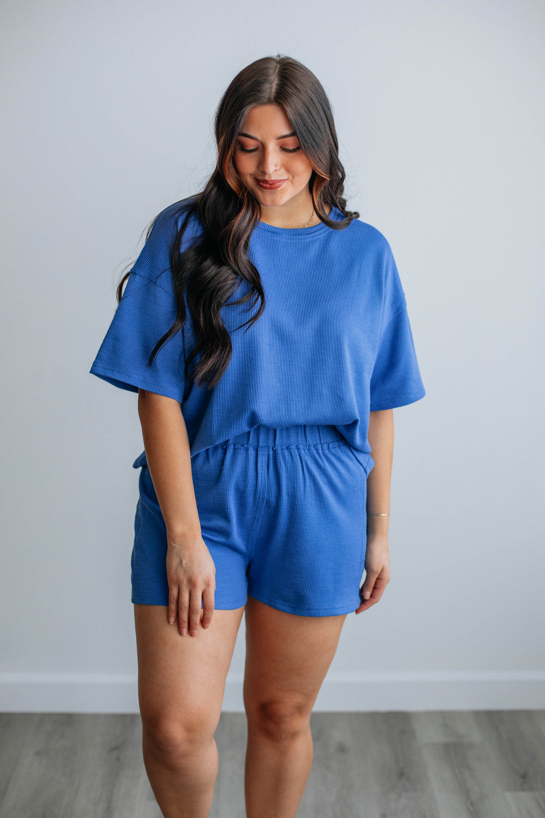 Kinley Ribbed Two-Piece Set - Royal Blue