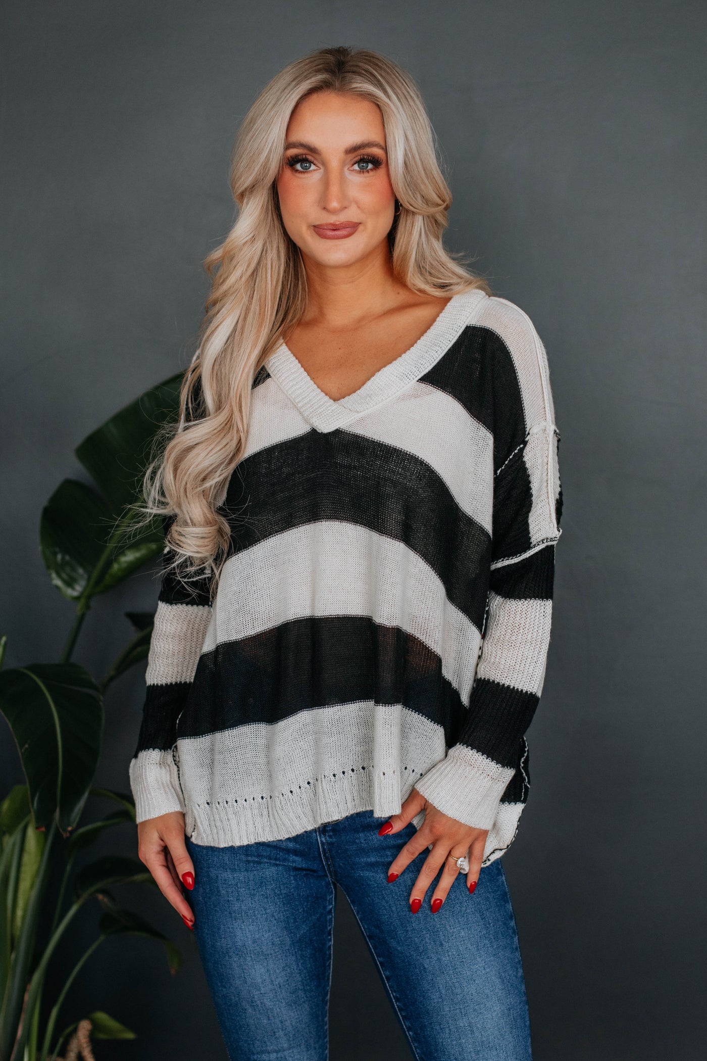 Kristin Lightweight Sweater - Black Mix