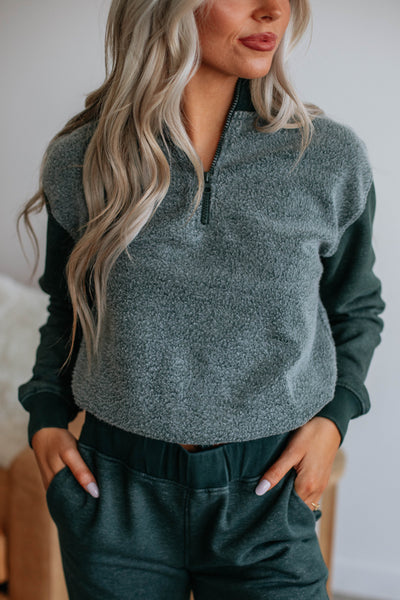 Lacey Contrast Pullover - Jungle Green
