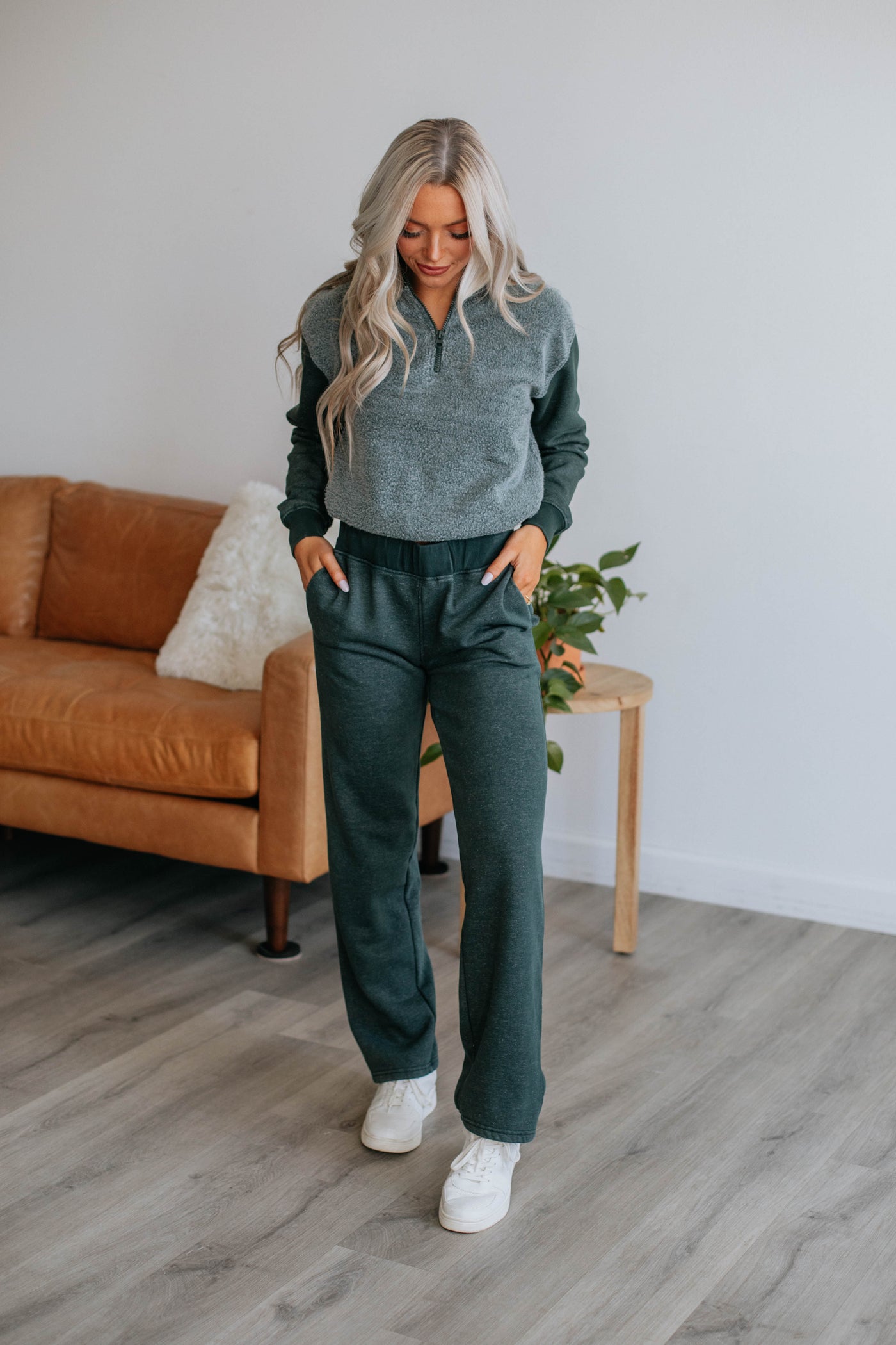 Lacey Contrast Pullover - Jungle Green