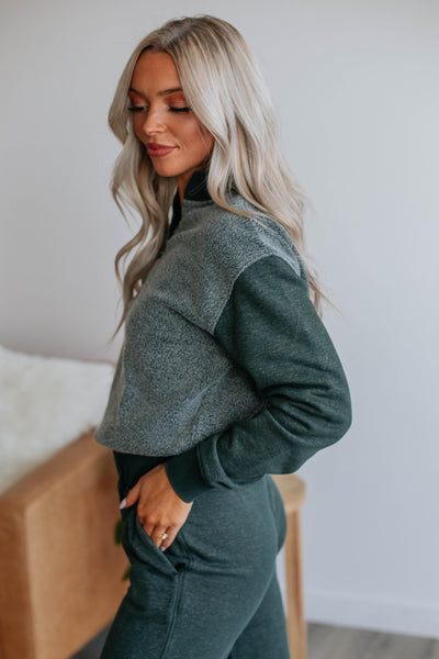 Lacey Contrast Pullover - Jungle Green