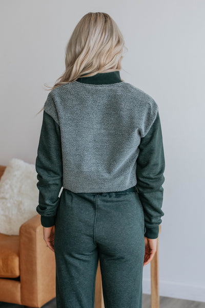 Lacey Contrast Pullover - Jungle Green
