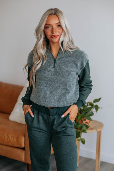 Lacey Contrast Pullover - Jungle Green