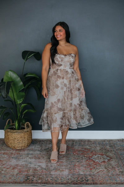 Layla Floral Dress - Mocha