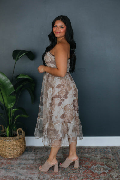 Layla Floral Dress - Mocha