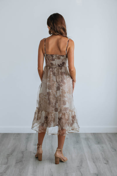 Layla Floral Dress - Mocha