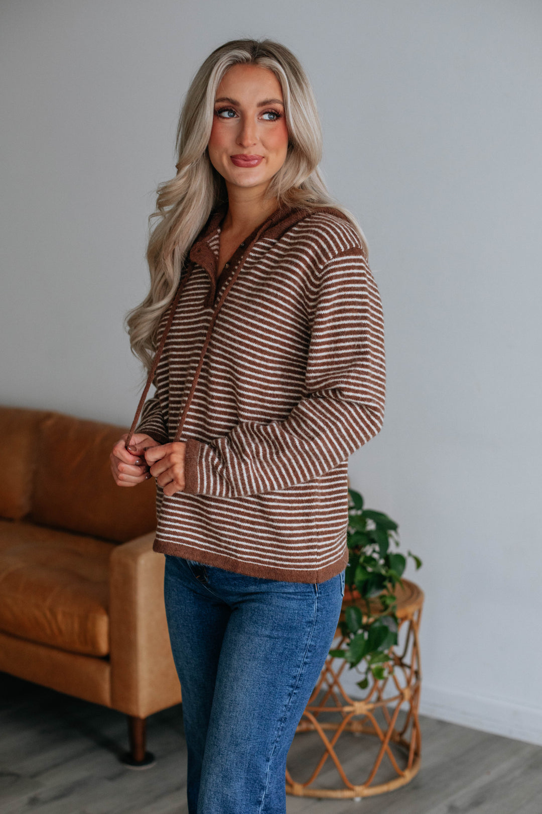 Leanne Striped Hoodie - Chocolate Mix