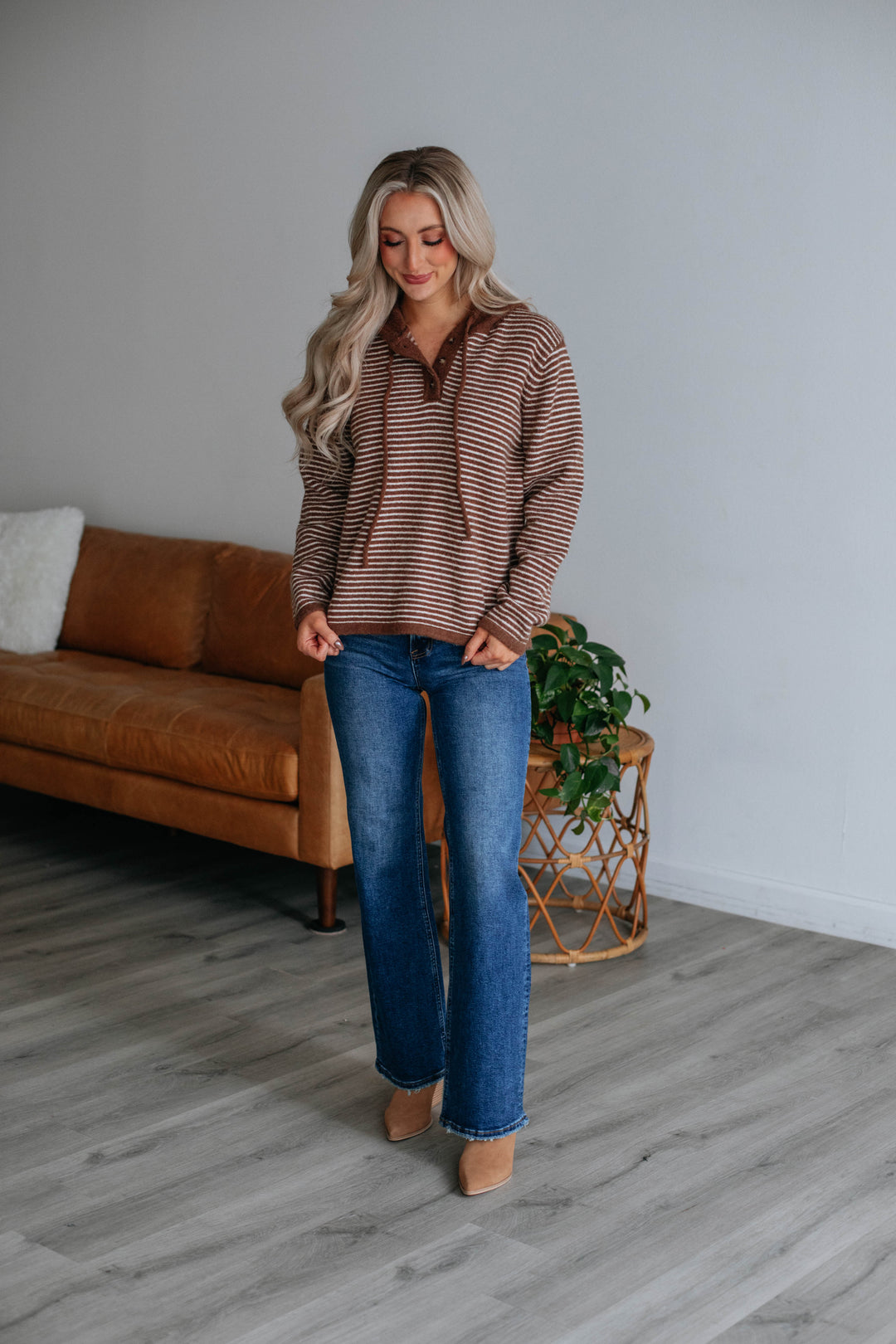Leanne Striped Hoodie - Chocolate Mix