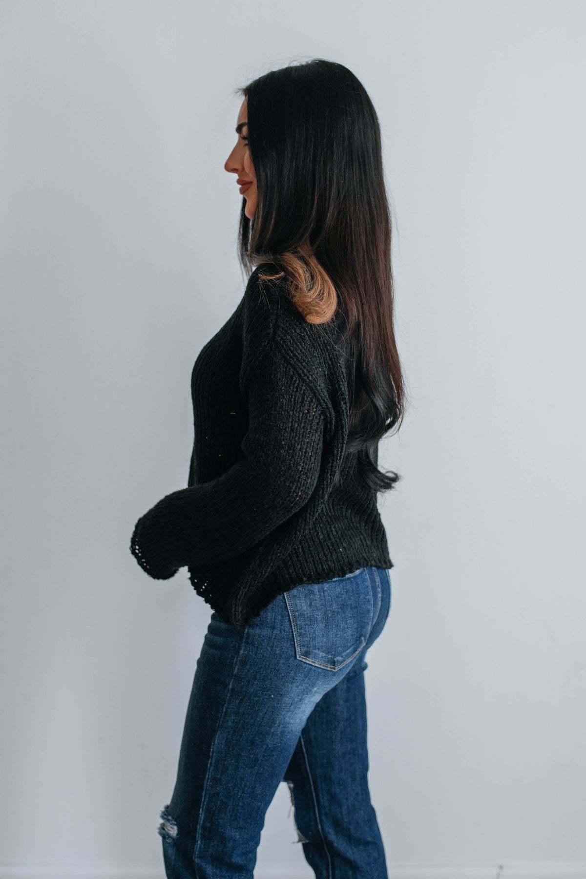 Lena Mock Neck Sweater - Black – Wild Oak Boutique