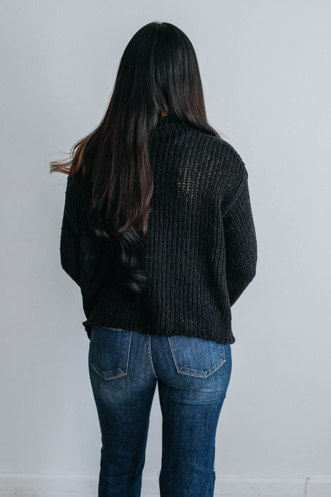 Lena Mock Neck Sweater - Black