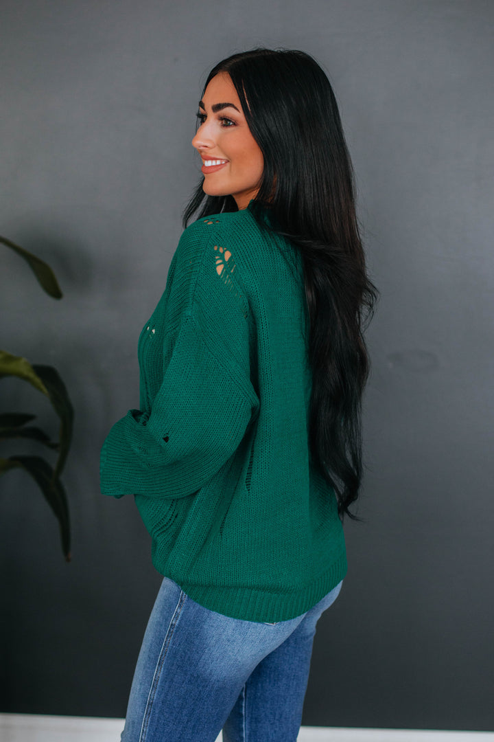 Leni Distressed Sweater - Jade