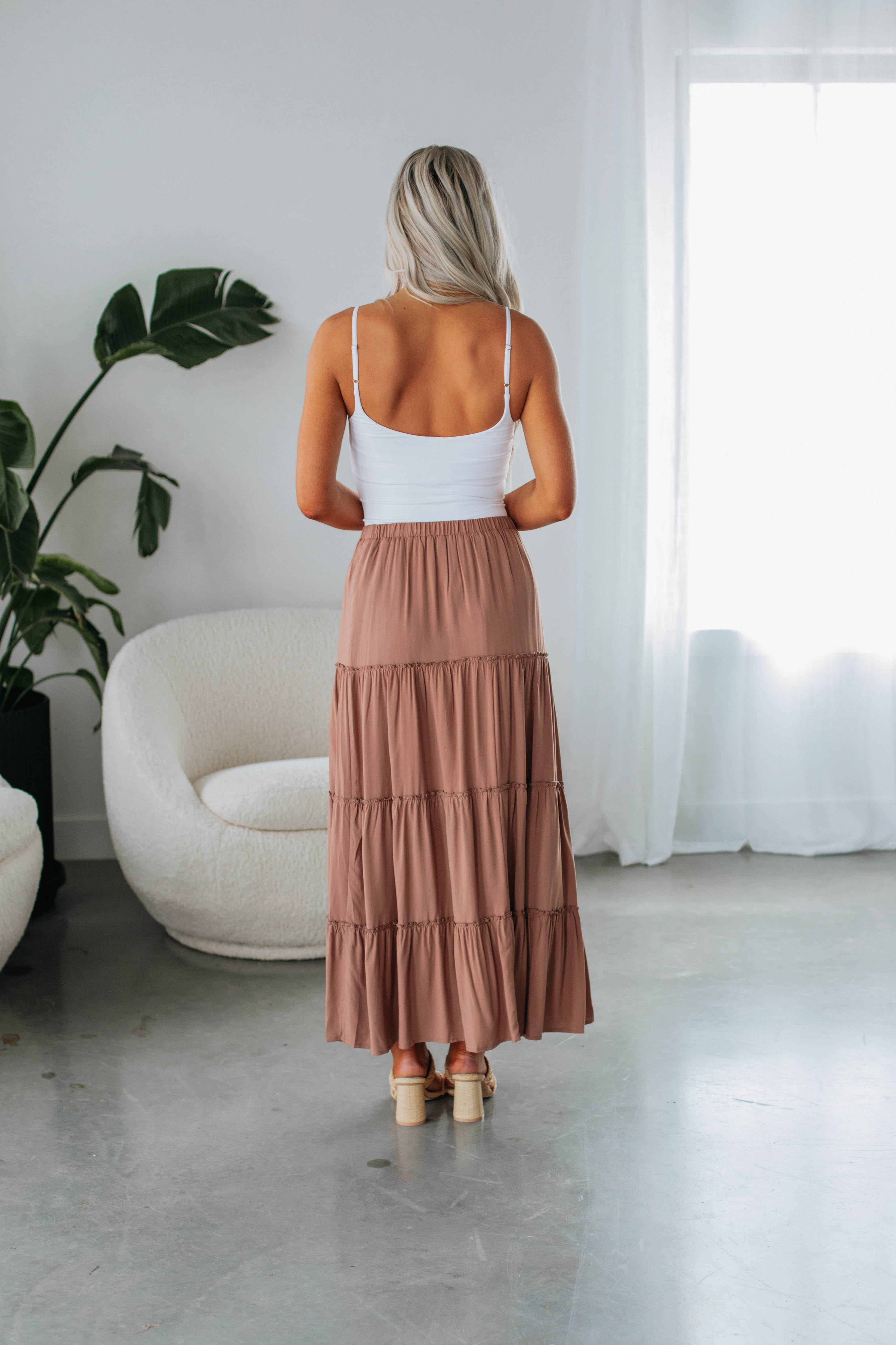 Linney Tiered Maxi Skirt Mocha Wild Oak Boutique