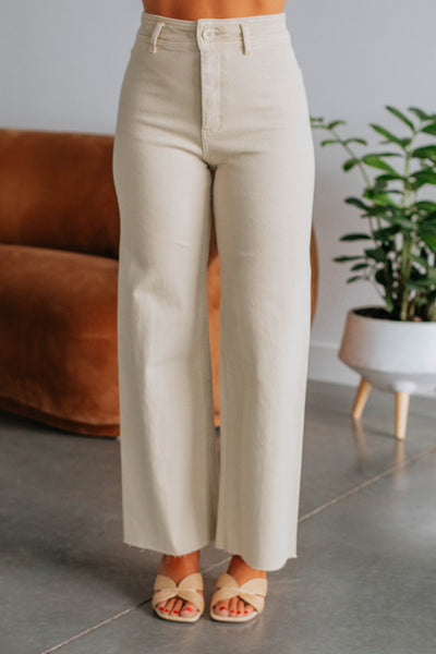 Linsley Wide Leg Pants - Beige