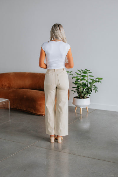 Linsley Wide Leg Pants - Beige