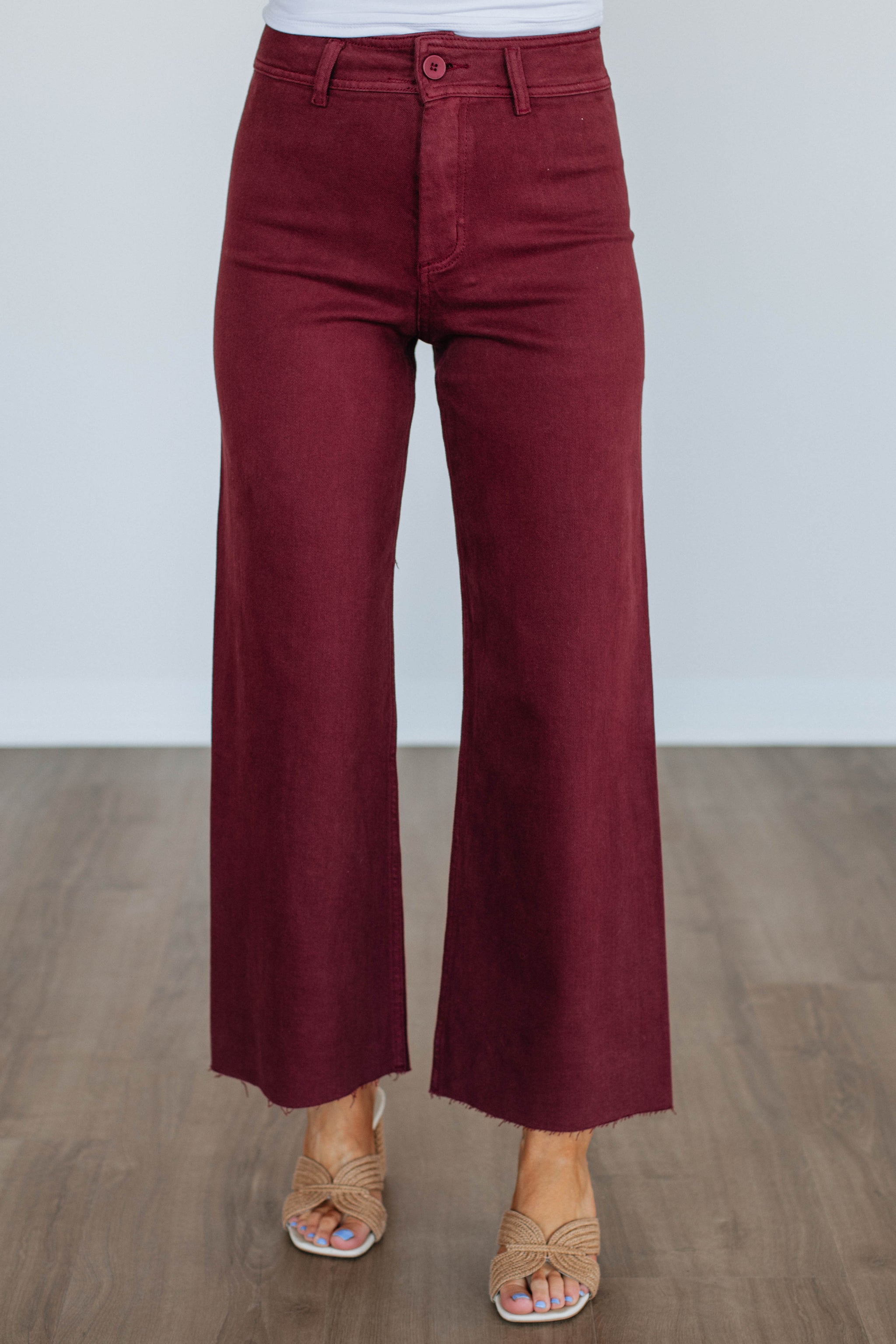 Linsley Wide Leg Pants - Maroon