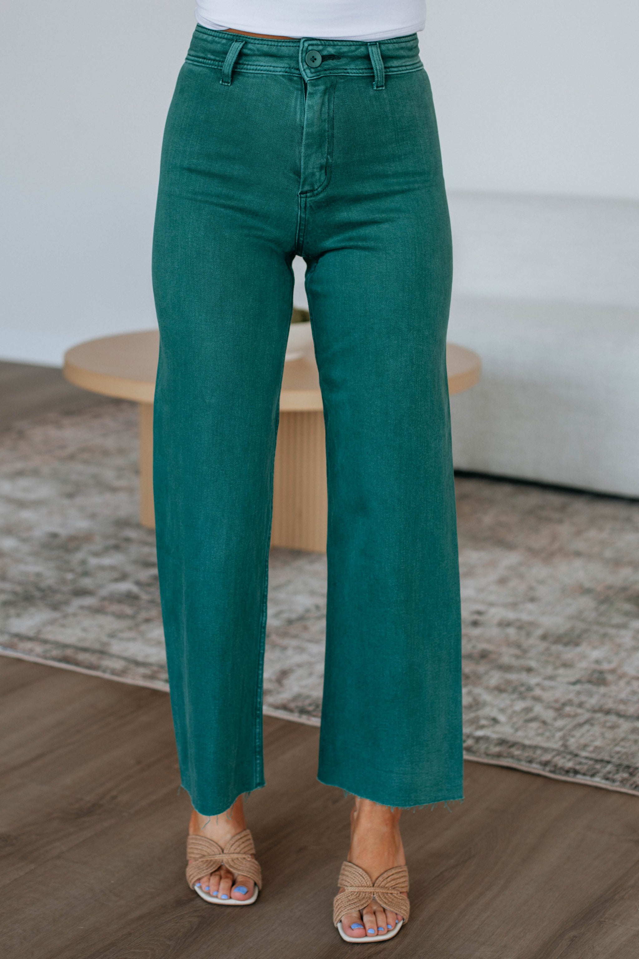 Linsley Wide Leg Pants - Pine