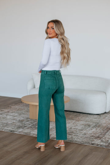 Linsley Wide Leg Pants - Pine