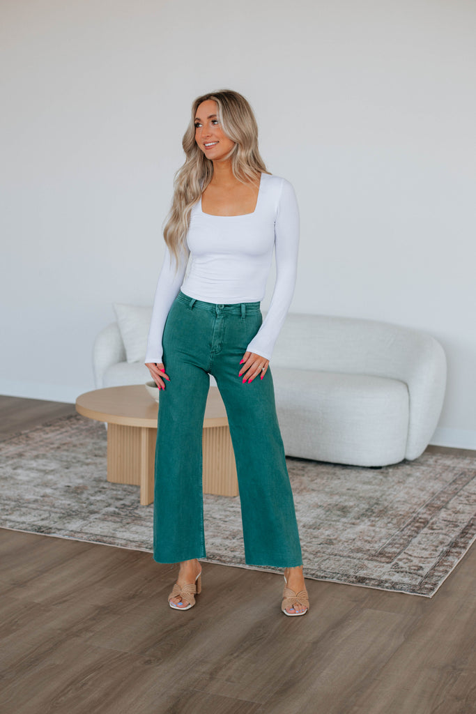 Linsley Wide Leg Pants - Pine