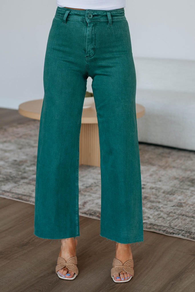Linsley Wide Leg Pants - Pine