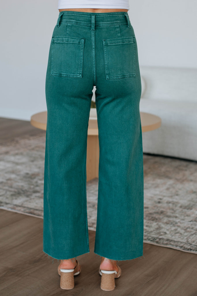 Linsley Wide Leg Pants - Pine