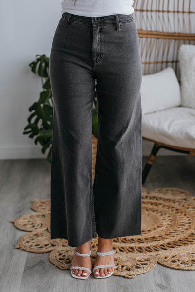 Linsley Wide Leg Pants - Washed Black